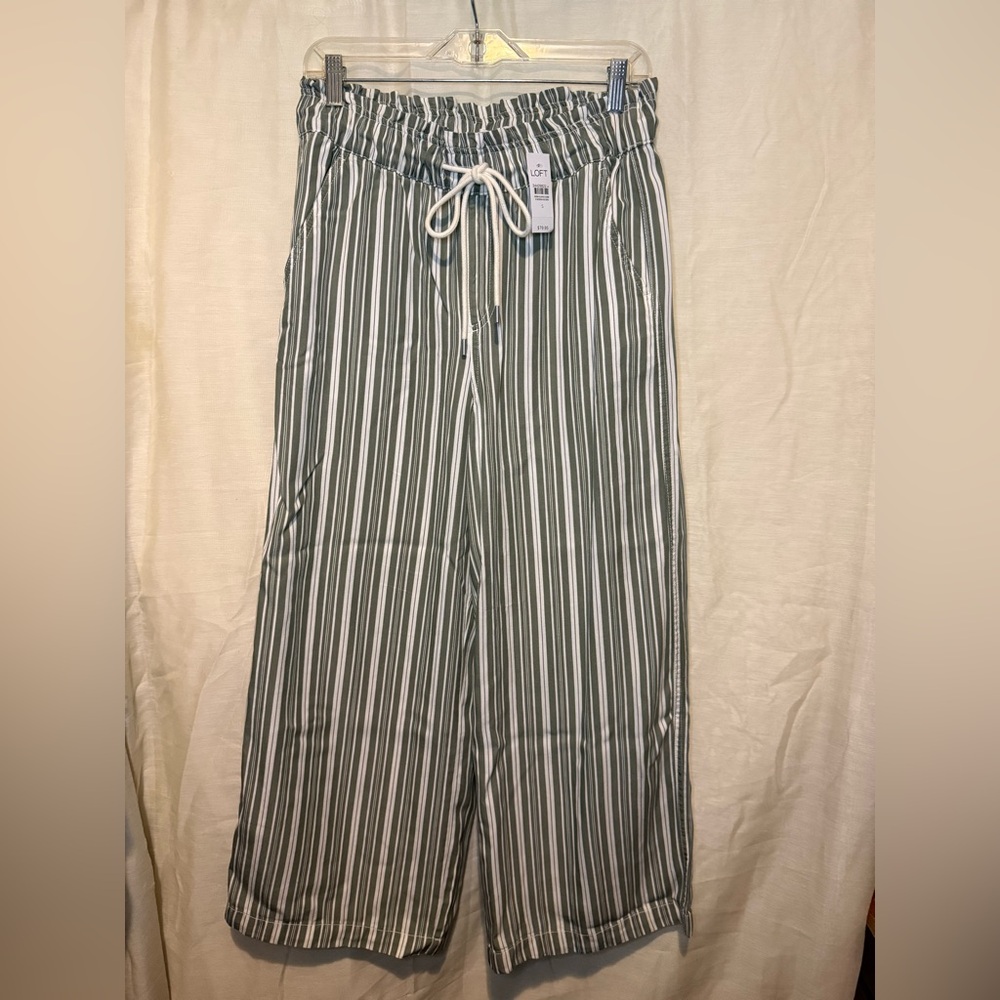 LOFT Green Striped Women’s wide leg pant